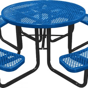 166-1001 Blue Expanded Metal Round Picnic Table